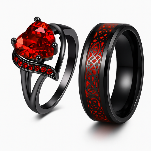 Morvella™ Eternal Bond Couple Rings - Red