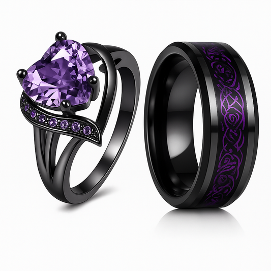 Morvella™ Eternal Bond Couple Rings - Purple