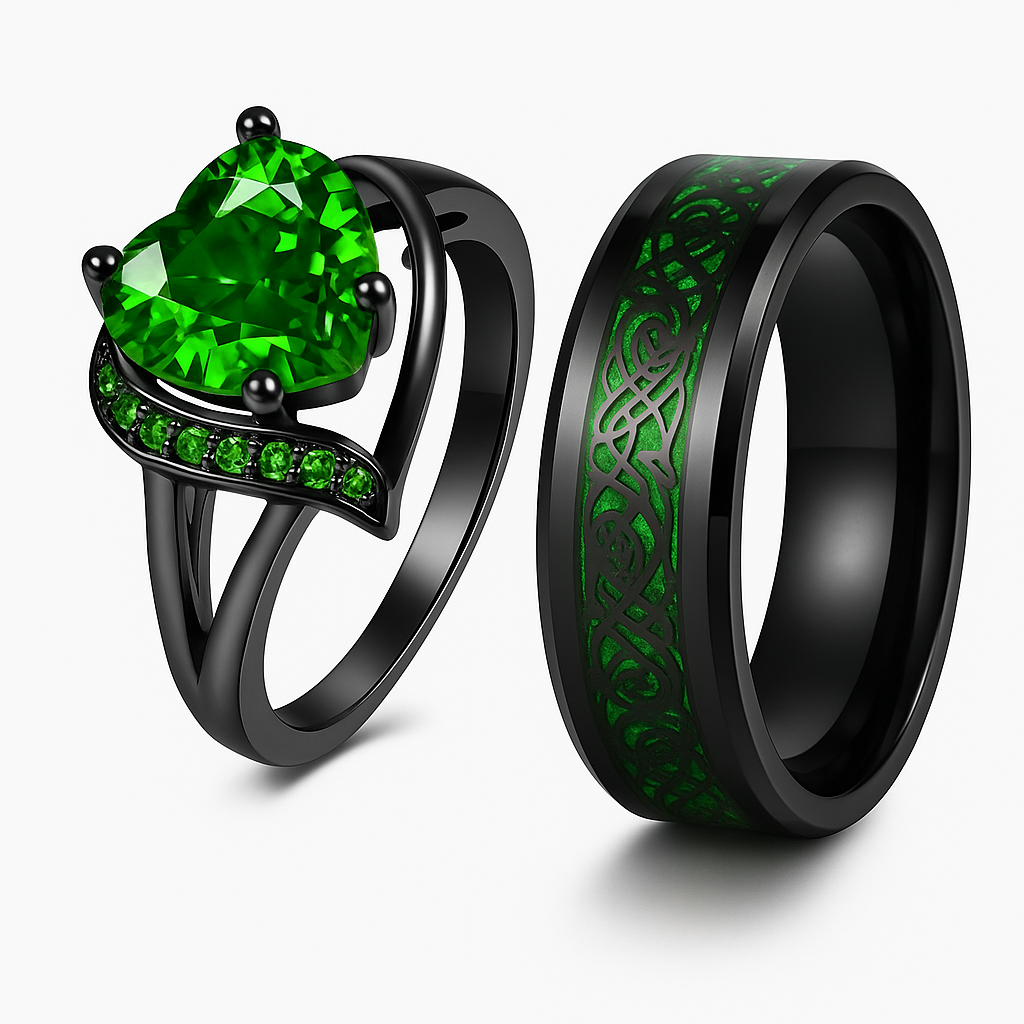 Morvella™ Eternal Bond Couple Rings - Green