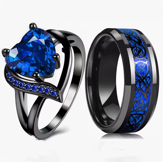 Morvella™ Eternal Bond Couple Rings - Blue