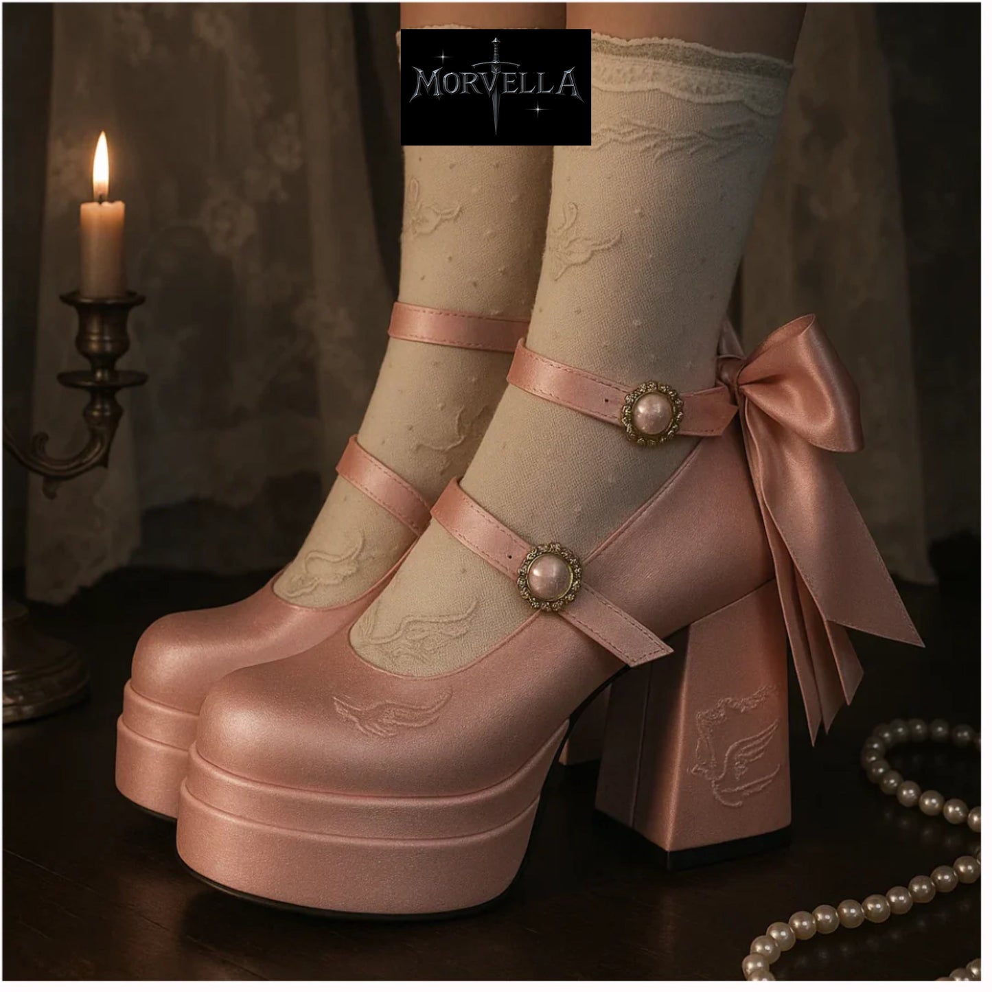 Morvella™ Nocturne Waltz - Satin Mary Janes