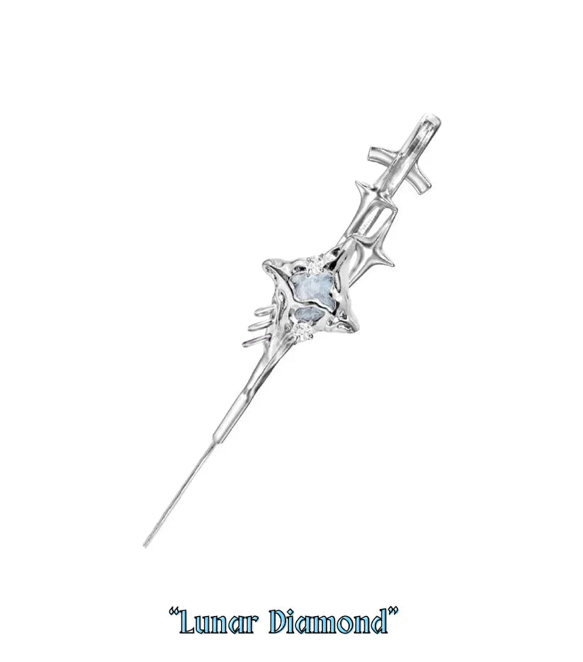 Morvella™ Lunar Diamond Needle Earrings