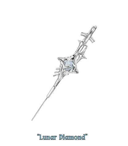 Morvella™ Lunar Diamond Needle Earrings