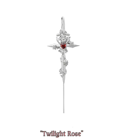 Morvella™ Twilight Rose Needle Earrings